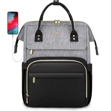 LOVEVOOK Laptop Backpack for Women Fashion Business 17 Inch, A Grey Black picture