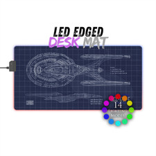 LED Desk Mat - USS Enterprise E, Star Trek blueprint mousepad I RGB Picard fan picture