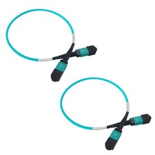 MPO OM3 MultiMode Fiber Optic Patch Cord 12 Core Type B 0.3m 2 Pack picture