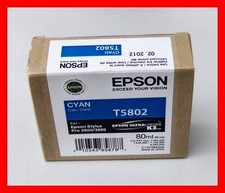 02-2018 NIB Genuine Epson Pro 3800 3880 Cyan K3 Ink T5802 T580200 picture