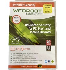 WEBROOT Secure Anywhere Internet Security  3 Devices Antivirus Mobile PC Mac New picture