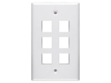 5 Pcs Networx  6-Port Keystone Wall Plate Single Gang White Faceplate UL Listed picture