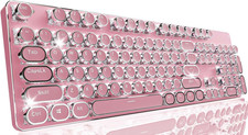 Wireless Typewriter Mechanical Keyboard Tri Mode BT 2.4G Wired Blue Switch Pink picture