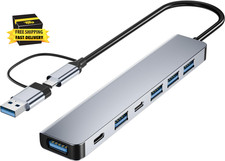 Aluminum 7 in 1 USB C & USB Hub with USB 3.0, USB 2.0 Ports for Pc/Laptops/Macbo picture