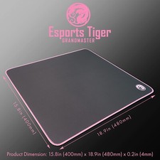 Esports Tiger Grandmaster Gaming Mouse Pad Large Black w/ Pink Border 480x400mm picture