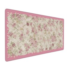 Aesthetic Floral Desk Pad for , Pink XXL Large Pad with Stitched Edges, Non-S... picture