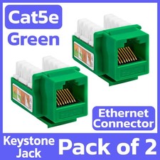 2 Pack Cat5e Keystone Jack Green Ethernet Jack Network Connector RJ45 Coupler picture