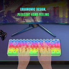 V700T 61-Key RGB Transparent Gaming Keyboard USB Backlit Keyboard Ergo PQVX picture