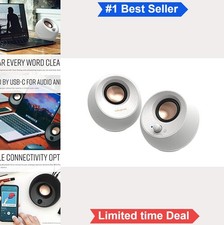 Computer Speakers 2.0 USB-C Bluetooth 5.0 White Desktop Pair Clear Dialog Audio picture
