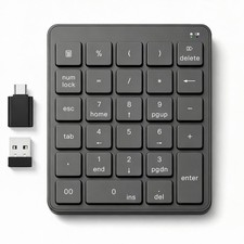 Wireless Numeric Keypad with USB-C Adapter, 28-Key Portable Numpad for Laptop, P picture