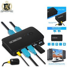 Compact 2-Port HDMI KVM Switch with Remote Control – Modern Home/Office Use picture