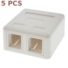 5 Pcs Dual Port Hole RJ45 Network Surface Mount Box For Keystone Jack White picture