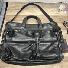 Tumi Alpha Black Napa Leather Expandable Briefcase Laptop Bag 15