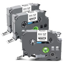Compatible 6mm TZ Tape for Brother Ptouch - Black on White picture