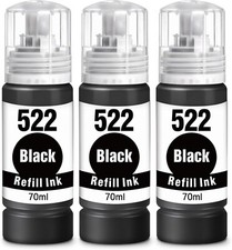 Black 522 Ink Bottle Compatible WITH Epson T522 Fits EcoTank ET2400 ET2800 NEW picture
