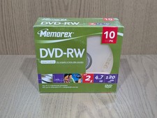 Memorex DVD-RW 10 Pack 4.7GB 2x Rewritable Blank Discs Slim Jewel Cases New Seal picture