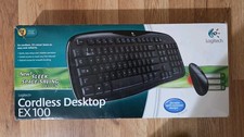 NEW Logitech EX100 BLACK Cordless Desktop Computer Keyboard & Mouse Set picture