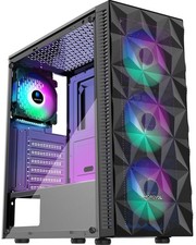 PC Case Pre-Install 4 RGB Fans, ATX Gaming Computer Case with Diamond-Shaped ... picture
