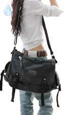[Upgraded] Vintage Canvas Messenger Bag 13 15.6 17 Inches Large Book Laptop Shou picture