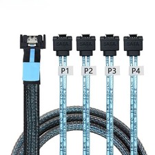 SlimSAS SFF-8654 MCIO 4i 38Pin to 4X SATA 7Pin PCIe 5.0 90 Degree Data Cable picture