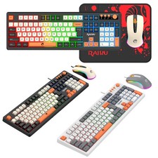 Mechanical Feel Volume Knob Gaming Keyboard & Mouse Combo Wired Rainbow Backlit picture
