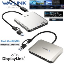 WAVLINK Dual DP Dual HDMI Laptop Docking Stations DisplayLink DL7400 8K Display picture