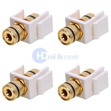 4x Audio Keystone Jack Banana For Speaker Cable Jack Black Ring White picture