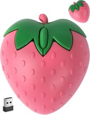 Wireless Bluetooth Mouse Cute Pink Fruit Strawberry Shape Silent3 picture