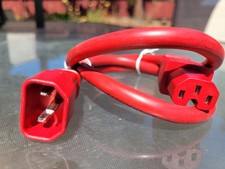 2 Foot Heavy Duty Power Extension Cord 15A 14 AWG C13 C14 Red 2' picture