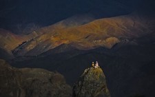 Landscape nature mountains sunlight sunset monastery Custom Gaming Mat Desk picture