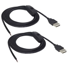 HCFeng DC 2pin USB Cable with ON/Off Switch 2.0 A Male 4.9ft/1.5m, black  picture