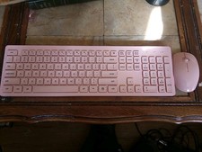 R0HS Wireless Keyboard and Mouse Combo Set PC 176B Pink picture