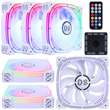 DS Addressable RGB 120MM LED Fans with 6PIN Remote Controller for White PC picture
