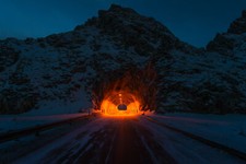Landscape night tunnel mountain mountains road cave dark Custom Gaming Mat Desk picture