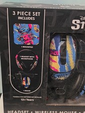 Disney Lilo And Stitch Headset Wireless Mouse Mousepad Combo Set New picture