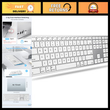 Wireless Full Size Keyboard for Mac - Metal Frame, Sleek Silver Design, Bluetoot picture