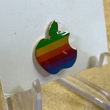 PIN___ Apple Computer Rainbow Logo ___ Authentic Never Used ___ Rare Vintage picture