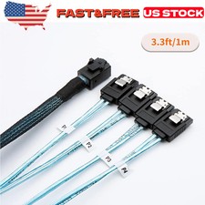 New Internal HDD Mini SAS Cable SFF-8643 To 4 SATA Connect to Hard Drive 1M US picture