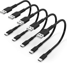 1 Foot Short USB C Cord Fast Charge 5 Pack Durable A to 1 Feet, Black picture