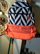 Studio C Chevron Bag, Laptop Backpack Navy &White NWT picture
