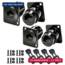 RJ45 CAT6 Cat5e D‑Panel Mount Ethernet Coupler Female to Female 4‑Pack picture