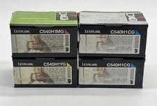 Lexmark C540 C540H4YG C540H1CG C540H1MG Cyan Magenta Yellow Toner Lot 4 NEW picture