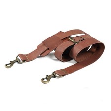 VINTAGE COUTURE Leather Adjustable Padded Shoulder Strap with Metal Swivel Ho... picture