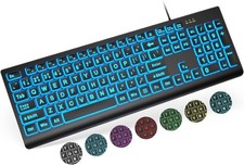Large Print USB Wired Keyboard LED Backlight Black for Computer PC Laptop picture