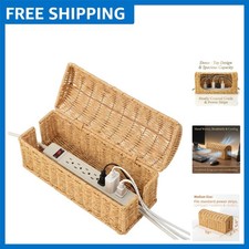 Kid & Pet Safe Rattan Cable Management Box - Elegant Home Storage Solution picture