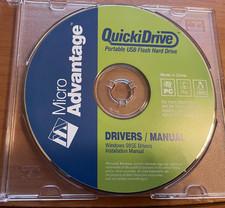 Micro Advantage QuickiDrive Portable USB Flash Drive 98SE Drivers/Manual CD-ROM picture