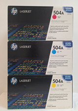 Set of 3 New Sealed Genuine HP 504A LaserJet Toner Cartridges Yellow,Cyan,Magent picture