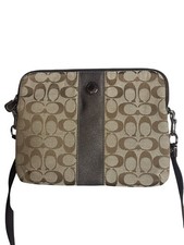 Coach Signature C Tablet Sleeve Case Khaki/Mahogany, crossbody Brown Patterned picture