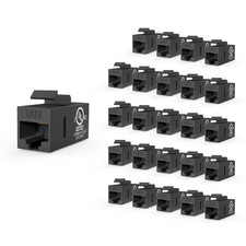 UL Listed CAT6 Keystone Coupler PoE, Black, 25-Pack picture