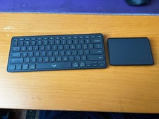 logitech casa pop up desk, black and green, keyboard and trackpad picture